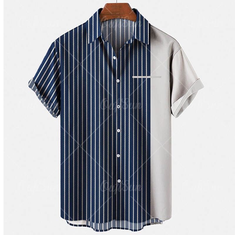 Meeste vabaaja särk Ruuduliste triipudega suvine lühikeste varrukatega mood Street Hawaiian Beach Party Top Dazn Oversized