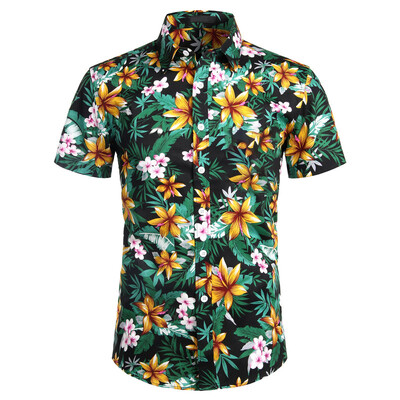 Ljetna luksuzna muška košulja s reverima s ananasom i kratkim rukavima Havajske košulje s printom Labave ležerne modne prevelike majice Muška odjeća