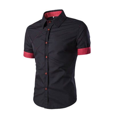 Модна бизнес стил Ежедневна риза с къс ръкав за мъже Удобни памучни основни социални официални ризи 2024 Мъжка висококачествена блуза