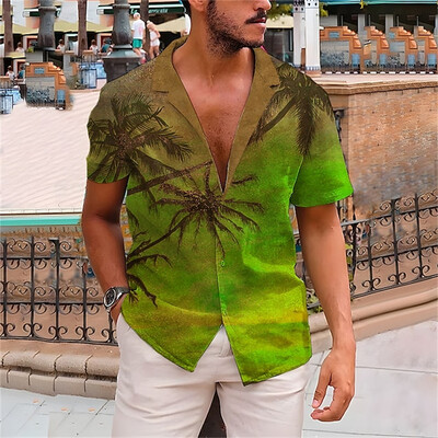 Havajske cvjetne košulje za plažu Ljetna košulja s gumbima Muška košulja za odmor na plaži Prozračna majica kratkih rukava Moderna cool košulja na rever