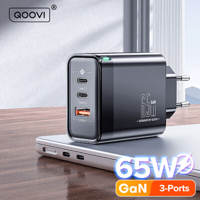 QOOVI 65W GaN зарядно устройство USB тип C бързо зареждане Quick Charge 4.0 адаптер USB-C PD зарядно устройство за Samsung Xiaomi Macbook iPhone ipad