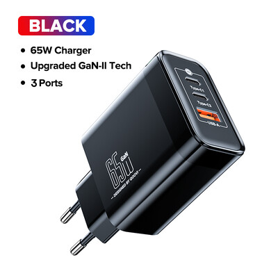 QOOVI 65 W GaN lādētājs C tipa USB ātrās uzlādes ātrās uzlādes 4.0 adapteris USB-C PD lādētājs Samsung Xiaomi Macbook iPhone ipad