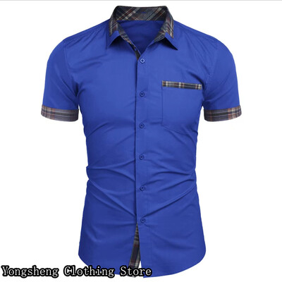 Muška odjeća, ljetna havajska košulja od ledene svile kratkih rukava patchwork košulja, ležerna retro odjeća za odmor na otvorenom, velike veličine