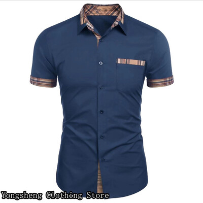 Muška odjeća, ljetna havajska košulja od ledene svile kratkih rukava patchwork košulja, ležerna retro odjeća za odmor na otvorenom, velike veličine