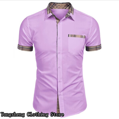 Muška odjeća, ljetna havajska košulja od ledene svile kratkih rukava patchwork košulja, ležerna retro odjeća za odmor na otvorenom, velike veličine