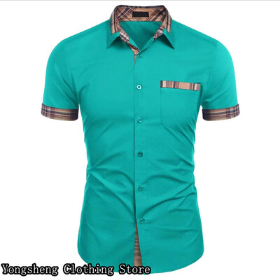 Muška odjeća, ljetna havajska košulja od ledene svile kratkih rukava patchwork košulja, ležerna retro odjeća za odmor na otvorenom, velike veličine