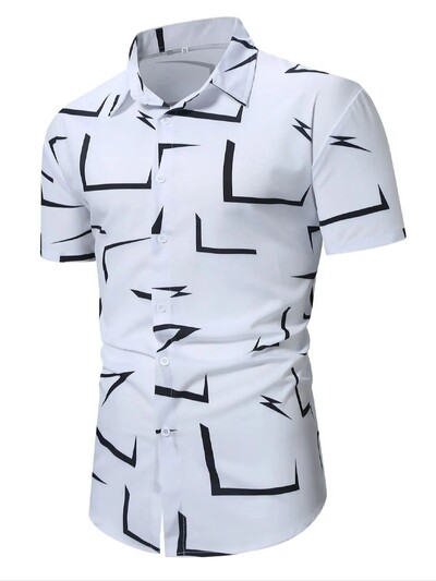 Meeste suvine lühikeste varrukatega trükitud särk õhuke rannasärk Meeste rõivad äri vabaaja särk