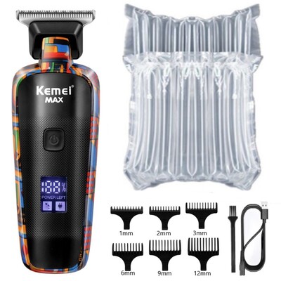 Kemei KM-5090 Električni aparat za šišanje Višenamjenski kućni trimer za kosu Printing Graffiti Brijač USB Muški električni brijač