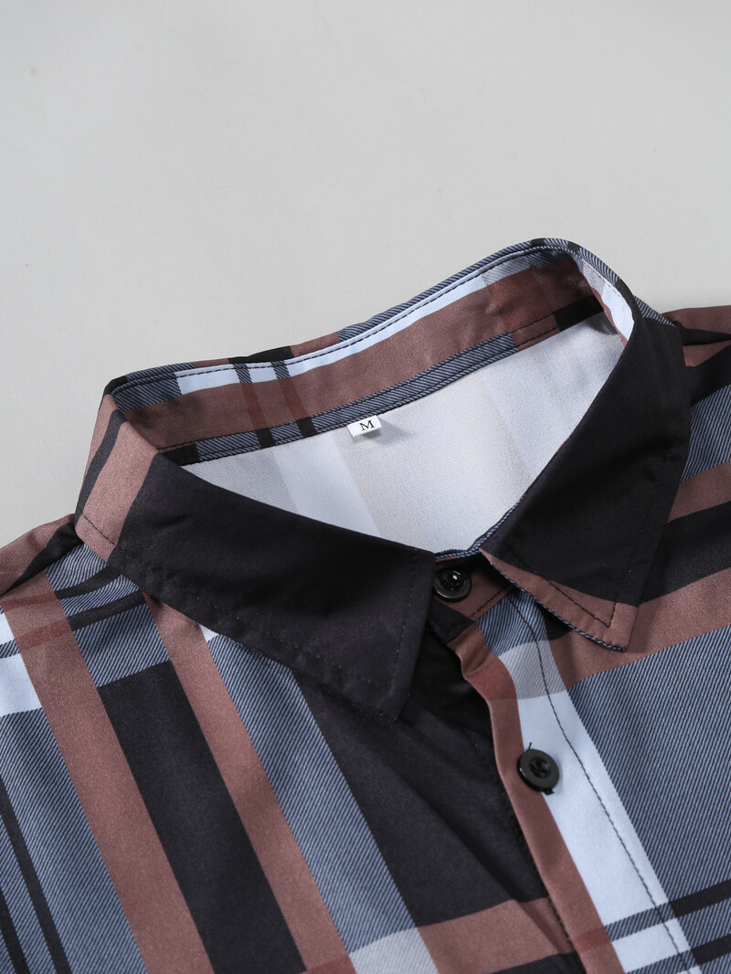 Muška ljetna košulja s printom kratkih rukava Tanka karirana košulja Muška odjeća Poslovna ležerna košulja