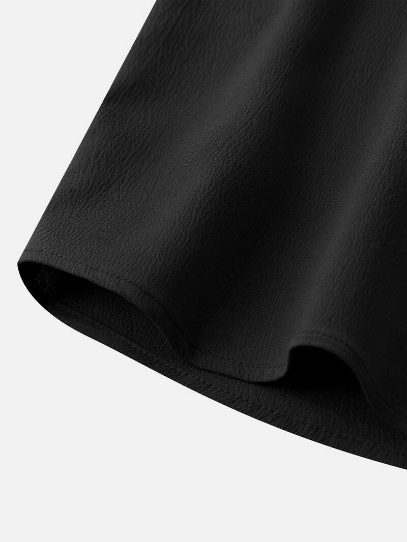 Cămașă cu mânecă scurtă pentru bărbați de vară, cu guler Henry. Îmbrăcăminte pentru bărbați Cămașă solidă Solor