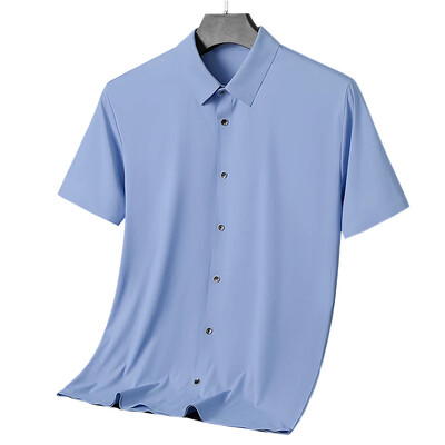 Ljetna nova visokokvalitetna ledena svilena muška poslovna ležerna košulja kratkih rukava Lagana prozračna jednobojna majica za sportove na otvorenom