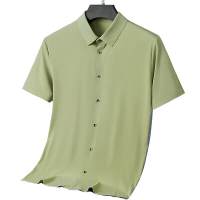 Ljetna nova visokokvalitetna ledena svilena muška poslovna ležerna košulja kratkih rukava Lagana prozračna jednobojna majica za sportove na otvorenom