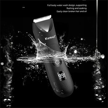 Kemei Hair Trimmer Private Area Hair Remover Ηλεκτρική μηχανή ξυρίσματος IPX7 Αδιάβροχη οθόνη LED Ξυριστική μηχανή μπικίνι KM-1840