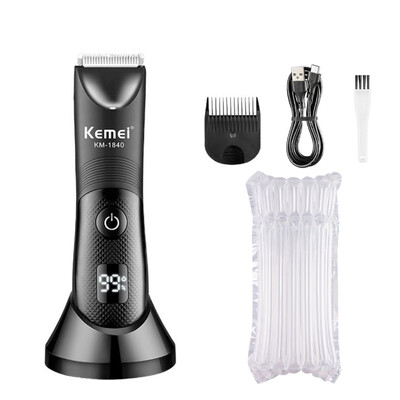 Kemei Hair Trimmer Private Area Hair Remover Ηλεκτρική μηχανή ξυρίσματος IPX7 Αδιάβροχη οθόνη LED Ξυριστική μηχανή μπικίνι KM-1840