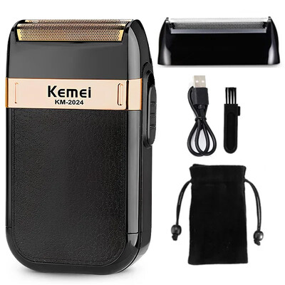 Kemei KM-2024 meeste elektrilised pardlid veekindlad edasi-tagasi liikuvad fooliumiga raseerija Täppishabemelõikur, kotiga laetav kahe teraga