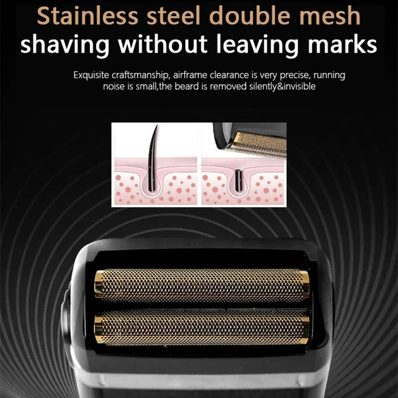 Kemei KM-2024 meeste elektrilised pardlid veekindlad edasi-tagasi liikuvad fooliumiga raseerija Täppishabemelõikur, kotiga laetav kahe teraga