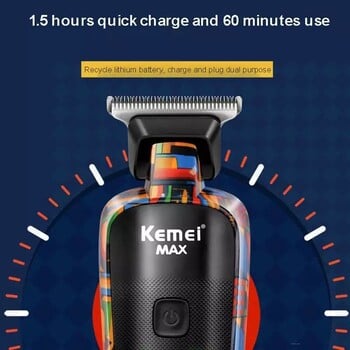 Kemei Hair Beard Trimmer For Men Electric Hair Clipper Επαναφορτιζόμενη μηχανή κοπής Ξυριστική μηχανή προσώπου Ξυριστική μηχανή σώματος