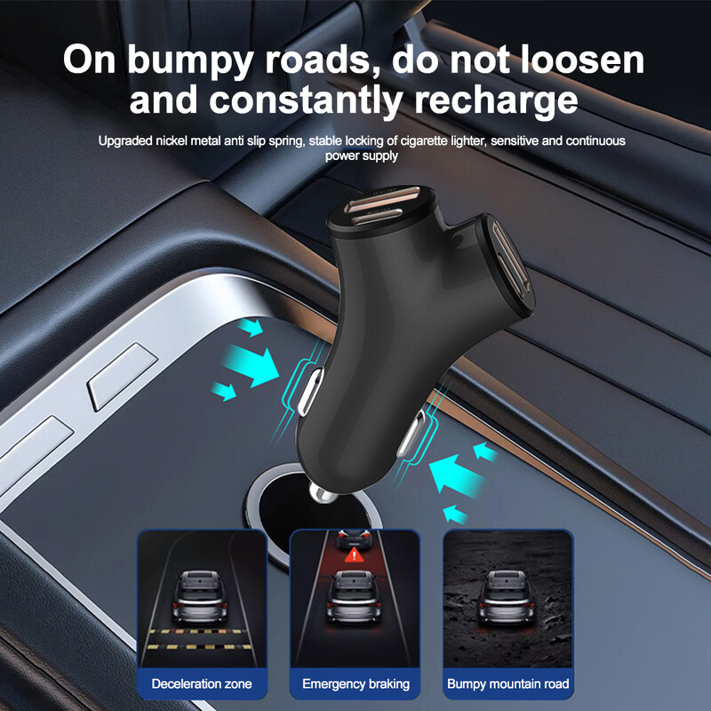 Automobilinis įkroviklis Greitas įkrovimas dvigubas USB C tipo PD telefono maitinimo adapteris, skirtas iPhone 14 13 Huawei Xiaomi Samsung iPad nešiojamam planšetiniam kompiuteriui