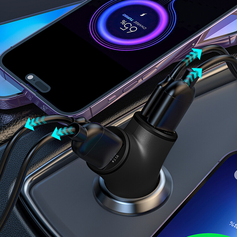 Automobilinis įkroviklis Greitas įkrovimas dvigubas USB C tipo PD telefono maitinimo adapteris, skirtas iPhone 14 13 Huawei Xiaomi Samsung iPad nešiojamam planšetiniam kompiuteriui