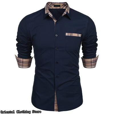 Muška ležerna košulja za poslovna putovanja s dugim rukavima muškog dizajna jednostavna i moderna jednobojna košulja velike veličine XS-6XL