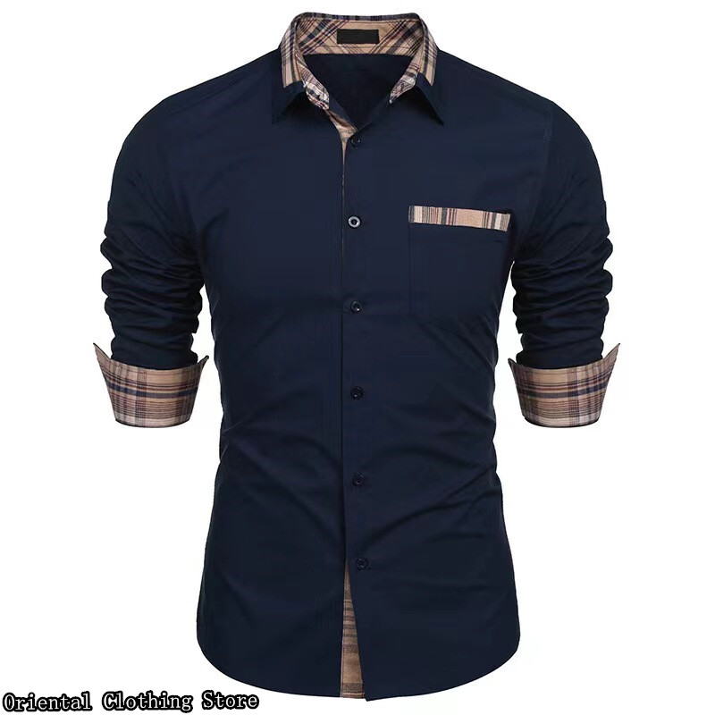 Muška ležerna košulja za poslovna putovanja s dugim rukavima muškog dizajna jednostavna i moderna jednobojna košulja velike veličine XS-6XL