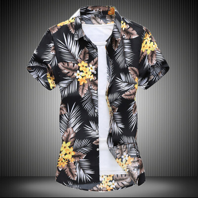 Ljetna bijela košulja kratkih rukava s printom, muške jednoredne košulje na rever Plava crna ljubičasta Camisa velika veličina S-5XL 6XL