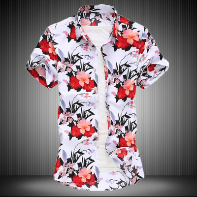 Ljetna bijela košulja kratkih rukava s printom, muške jednoredne košulje na rever Plava crna ljubičasta Camisa velika veličina S-5XL 6XL