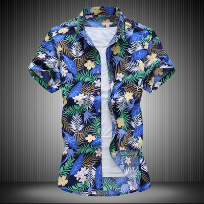 Ljetna bijela košulja kratkih rukava s printom, muške jednoredne košulje na rever Plava crna ljubičasta Camisa velika veličina S-5XL 6XL