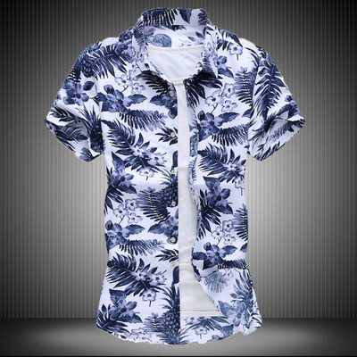 Ljetna bijela košulja kratkih rukava s printom, muške jednoredne košulje na rever Plava crna ljubičasta Camisa velika veličina S-5XL 6XL