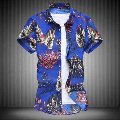 Ljetna bijela košulja kratkih rukava s printom, muške jednoredne košulje na rever Plava crna ljubičasta Camisa velika veličina S-5XL 6XL
