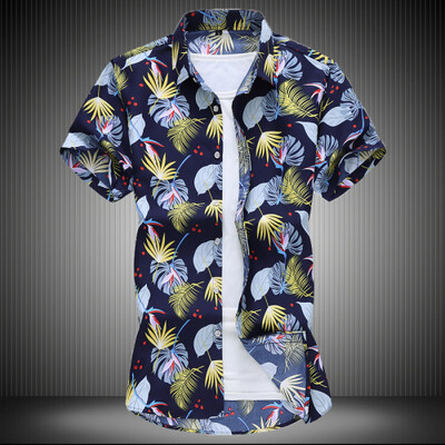 Ljetna bijela košulja kratkih rukava s printom, muške jednoredne košulje na rever Plava crna ljubičasta Camisa velika veličina S-5XL 6XL