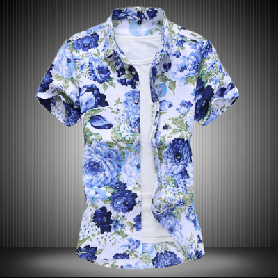 Ljetna bijela košulja kratkih rukava s printom, muške jednoredne košulje na rever Plava crna ljubičasta Camisa velika veličina S-5XL 6XL