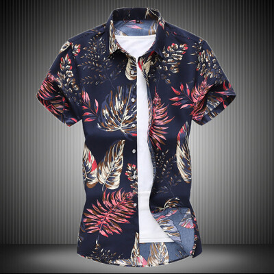 Ljetna bijela košulja kratkih rukava s printom, muške jednoredne košulje na rever Plava crna ljubičasta Camisa velika veličina S-5XL 6XL