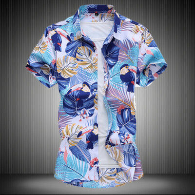 Ljetna bijela košulja kratkih rukava s printom, muške jednoredne košulje na rever Plava crna ljubičasta Camisa velika veličina S-5XL 6XL