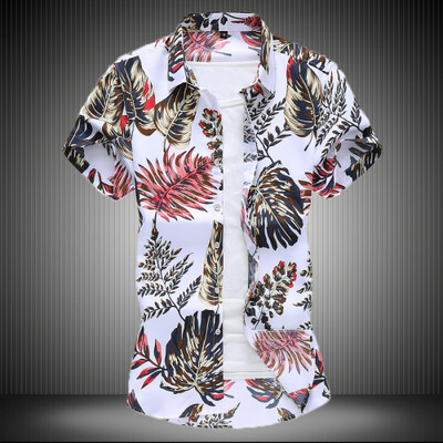 Ljetna bijela košulja kratkih rukava s printom, muške jednoredne košulje na rever Plava crna ljubičasta Camisa velika veličina S-5XL 6XL