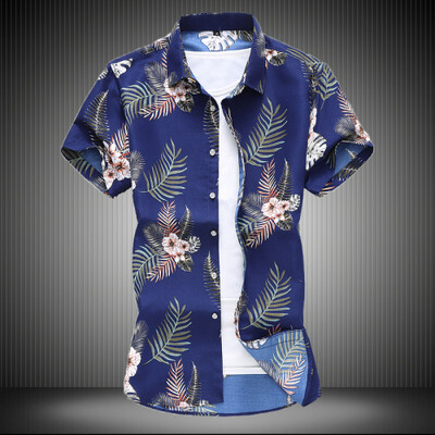 Ljetna bijela košulja kratkih rukava s printom, muške jednoredne košulje na rever Plava crna ljubičasta Camisa velika veličina S-5XL 6XL
