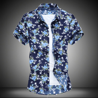 Ljetna bijela košulja kratkih rukava s printom, muške jednoredne košulje na rever Plava crna ljubičasta Camisa velika veličina S-5XL 6XL