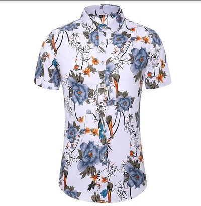 Ljetna bijela košulja kratkih rukava s printom, muške jednoredne košulje na rever Plava crna ljubičasta Camisa velika veličina S-5XL 6XL