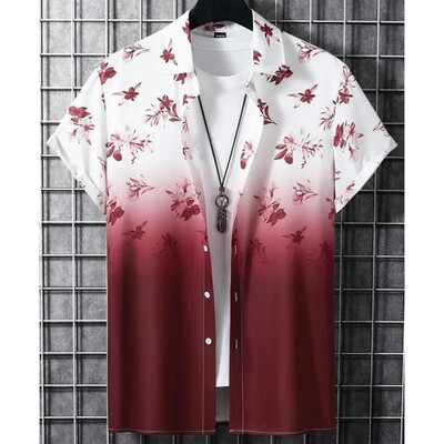 Havajska košulja s cvjetnim 3d printom Muškarci Ženska moda Turn Down Hawaii košulje za plažu Muška bluza Muške vocation Flower Camisas Ljeto