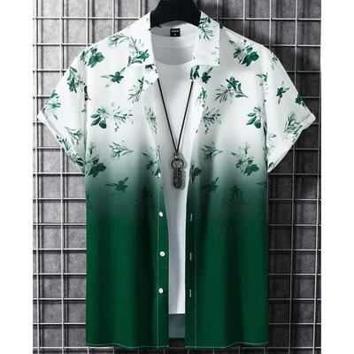 Havajska košulja s cvjetnim 3d printom Muškarci Ženska moda Turn Down Hawaii košulje za plažu Muška bluza Muške vocation Flower Camisas Ljeto