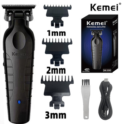 Mașină de tuns fără fir Kemei 2299 Barber 0mm Mașină electrică profesională de tuns pentru sculptură de 0 mm