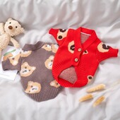 Ζακέτα σκύλου Cute Bera Print Πολυτελή ρούχα για σκύλους Πλεκτό παλτό για σκύλους για κατοικίδια Ρούχα για γάτες Chihuahua Dachshund 2024 Puppy Apparel