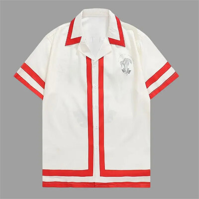 Retro košulja sa slovima kratkih rukava ležerna muška košulja 2024 kontrastna boja uličnog trenda košulja kratkih rukava ljetna havajska košulja 5XL