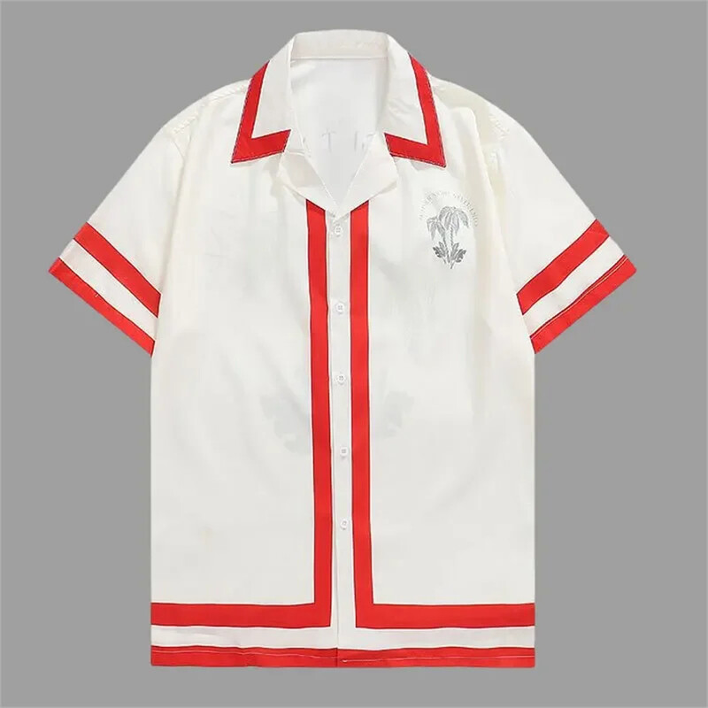 Retro košulja sa slovima kratkih rukava ležerna muška košulja 2024 kontrastna boja uličnog trenda košulja kratkih rukava ljetna havajska košulja 5XL