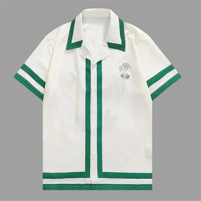 Retro košulja sa slovima kratkih rukava ležerna muška košulja 2024 kontrastna boja uličnog trenda košulja kratkih rukava ljetna havajska košulja 5XL