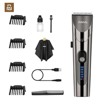 Youpin RIWA Hair Clipper Επαγγελματική ηλεκτρική κουρευτική μηχανή για άνδρες με οθόνη LED που πλένεται επαναφορτιζόμενη ανδρική κεφαλή από ισχυρό Power Steel