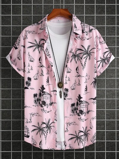 Muška ljetna košulja s printom kratkih rukava Tanka košulja za plažu Muška odjeća Ležerna košulja