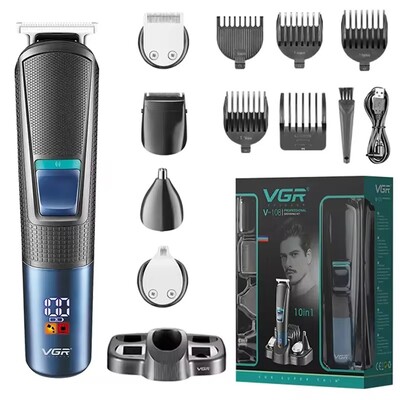 VGR sve u jednom podesivi trimer za kosu, bradu za muškarce, brijač za tijelo, električni brijač, trimer za lice, nos, uši, punjivi trimer za obrve