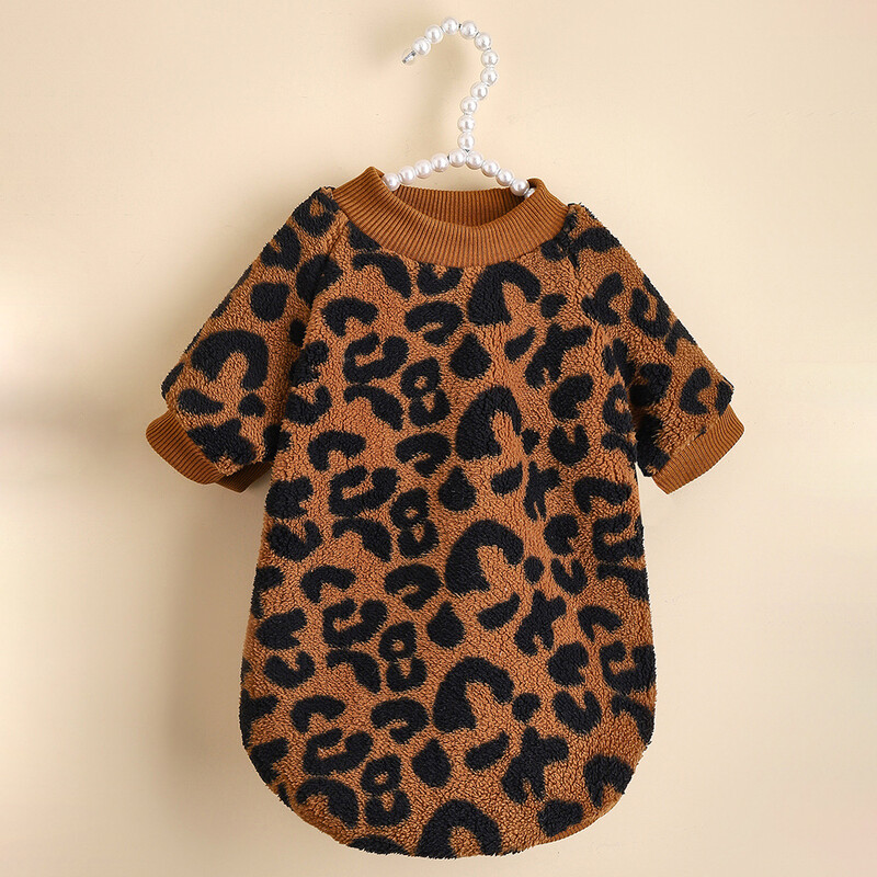 Lemmikloomade kostüüm, soe PetsPet Pehme varrukatega kapuuts Kutsikas Pullover Koerad Lemmiklooma kampsun Talvine Leopard Print Prantsuse buldog Talvine Soe