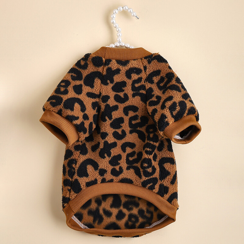 Lemmikloomade kostüüm, soe PetsPet Pehme varrukatega kapuuts Kutsikas Pullover Koerad Lemmiklooma kampsun Talvine Leopard Print Prantsuse buldog Talvine Soe
